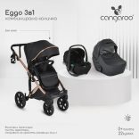 EGGO 3in1 babakocsi szett, kemény mózes+autós hordozó CAVIAR FEKETE