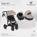 EGGO 3in1 Prémium babakocsi szett kemény mózes+autós hordozó textilbőr BÉZS