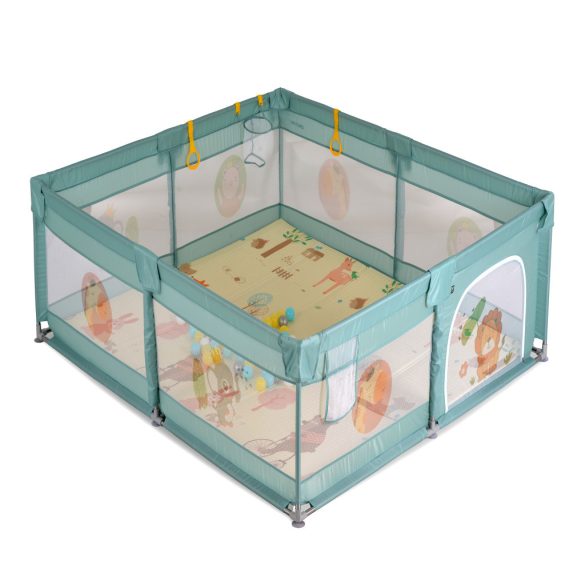 GAMEZONE összecsukható járóka szőnyeggel, 60 labdával 120x120 MENTA
