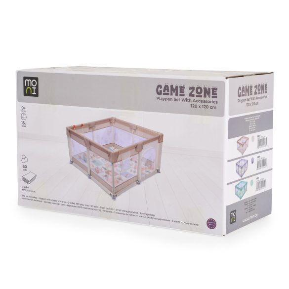 GAMEZONE összecsukható járóka szőnyeggel, 60 labdával 120x120 MENTA