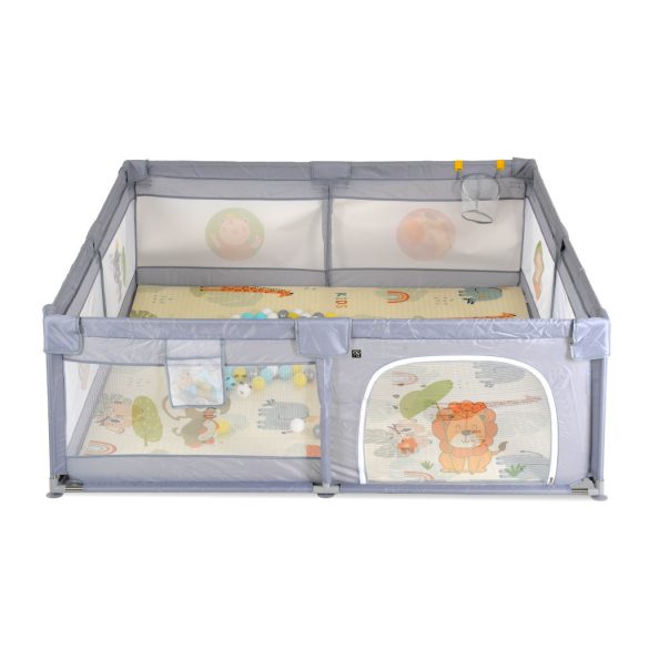 GAMEZONE összecsukható járóka szőnyeggel, 60 labdával 150x200 SZÜRKE