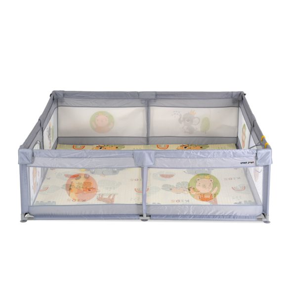 GAMEZONE összecsukható járóka szőnyeggel, 60 labdával 150x200 SZÜRKE