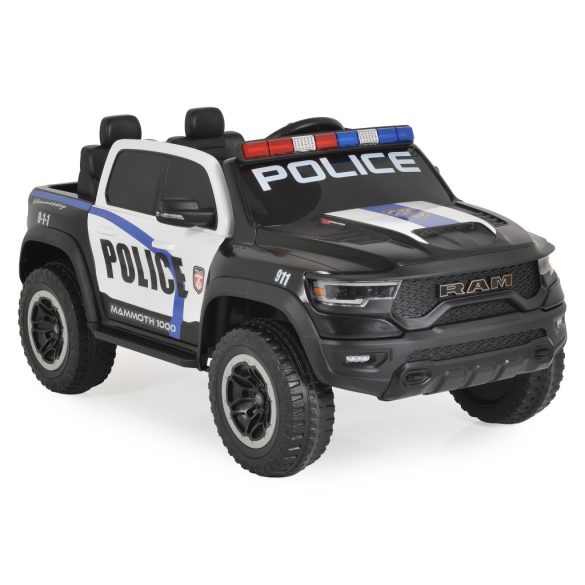 BO RAM MAMMOTH elektromos rendőrautó hangos bemondóval 107cm 2 motoros FEKETE