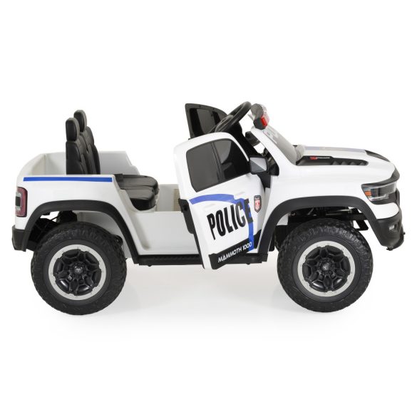 BO RAM MAMMOTH elektromos rendőrautó hangos bemondóval 107cm 2 motoros FEHÉR