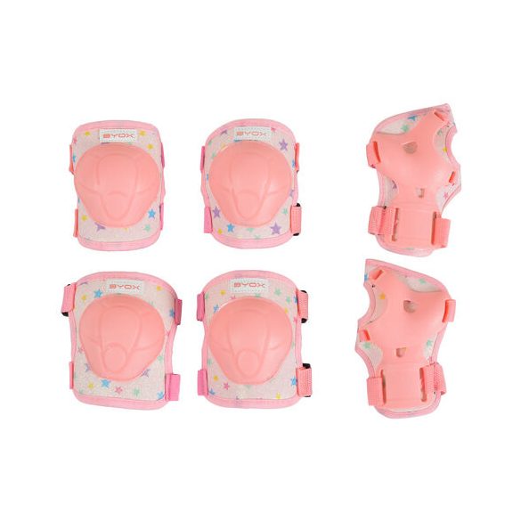 BICIKLIS/Görkori védőfelszerelés GLAMI térd, könyök, kézvédő szett A 25kg PINK