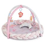NAYA játékhidas játszószőnyeg kerek, fejvédővel, hasaló párnával PINK