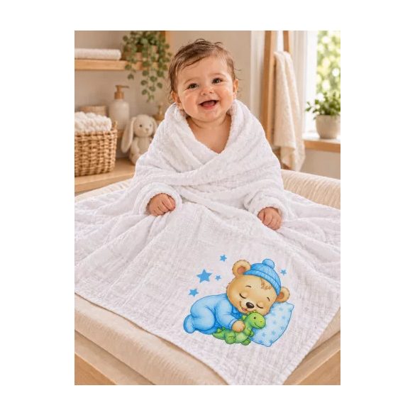 Textil tetra kifogó 140x140 cm KÉK MACI