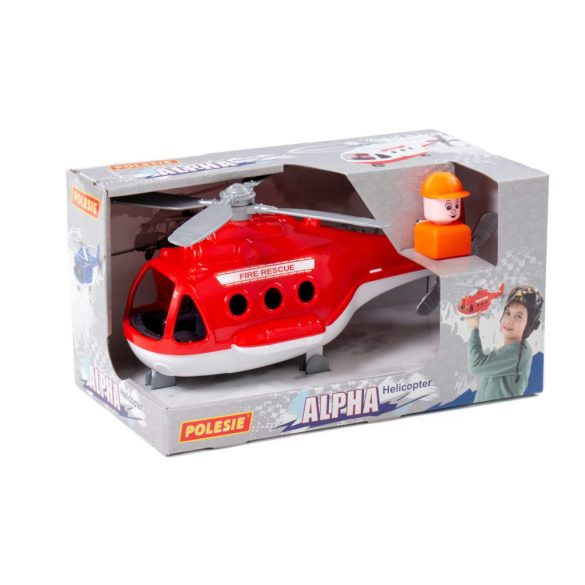 POLESIE műanyag ALPHA tűzoltó helikopter PIROS