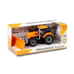 POLESIE műanyag lendkerekes, tolólapátos traktor NARANCS